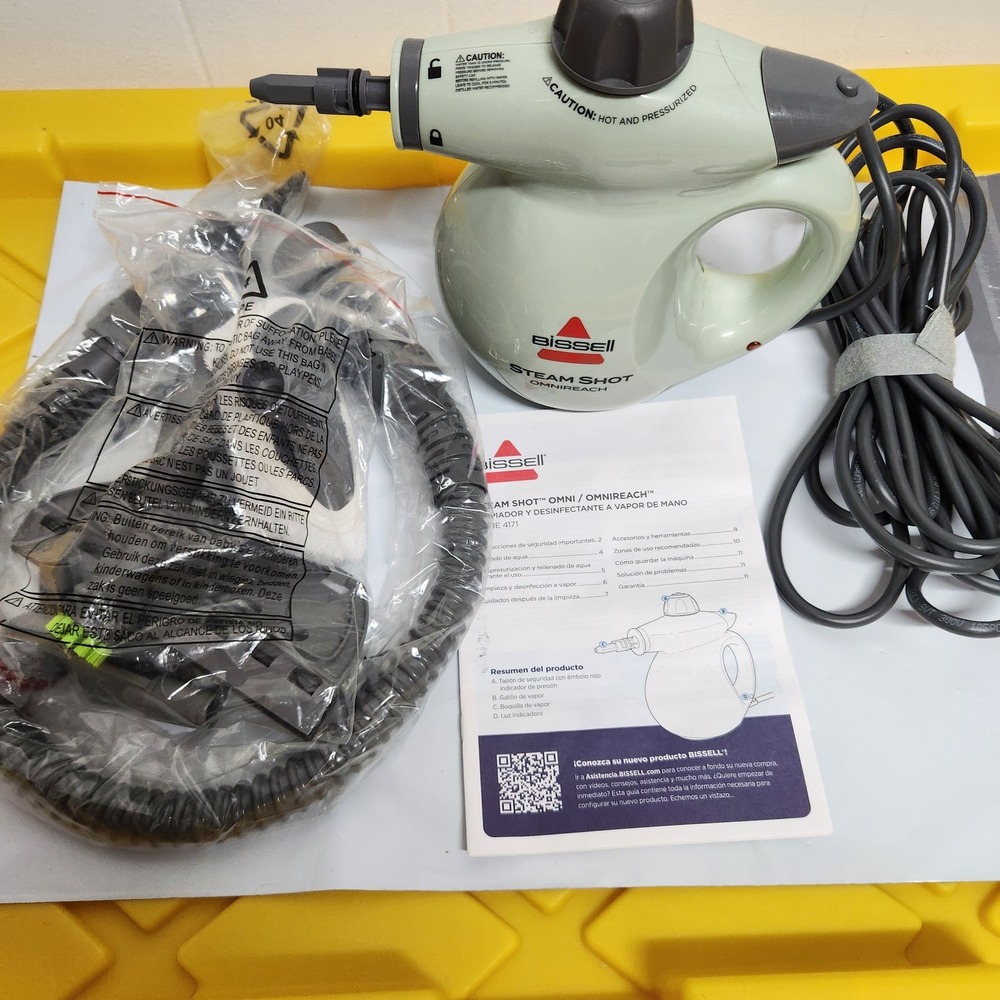 Bissell Steam Shot Omnireach Handheld Steam Cleaner Sanitizer Green Open Box